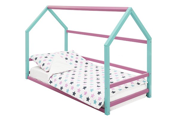 Детская кровать-домик Монтессори Svogen цвет мятный-лаванда (Бельмарко)